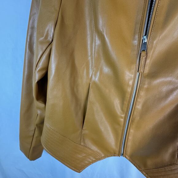 Colleen Lopez Women's Faux Leather Jacket Cinnamon, Size M - Picture 3 of 11